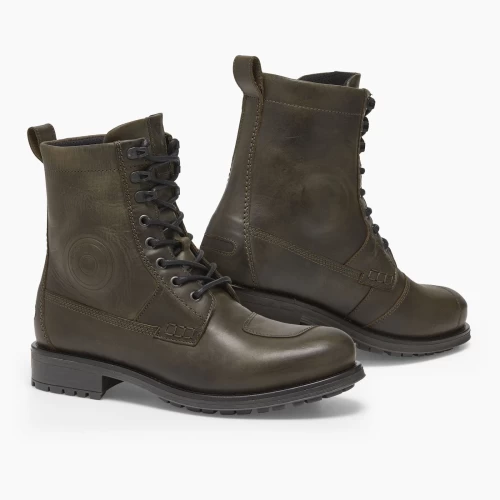 Ghete Moto din Piele REVIT Portland · Verde-olive / Negru 