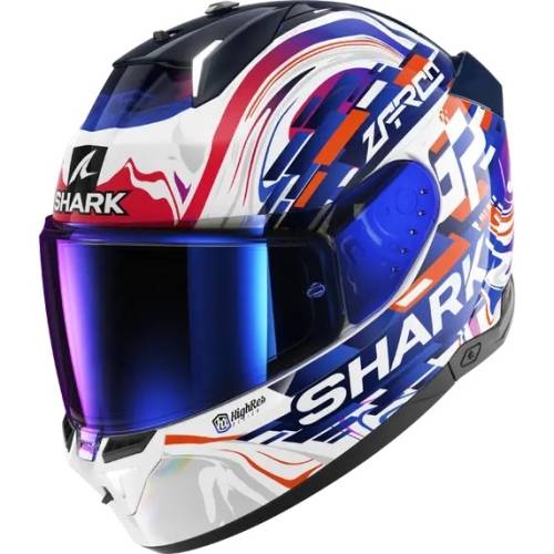 Cască Moto Integrală SHARK SKWAL i3 REPLICA ZARCO FRENCH GP cu Lumini de Frână · Alb / Mov / Albastru 