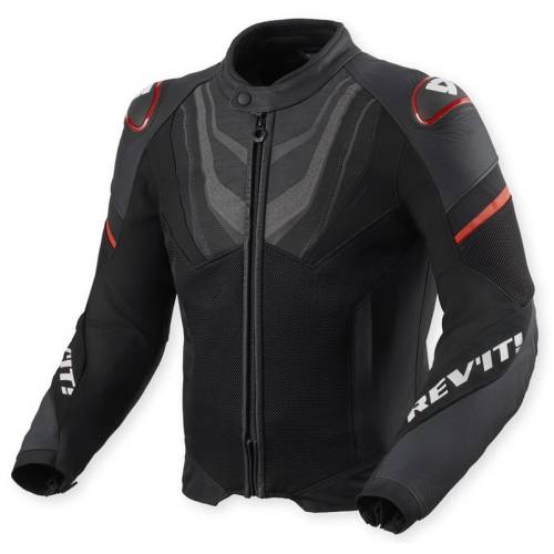 Geacă Moto din Piele și Textil REVIT Mantis 3 H2O · Negru / Roșu 