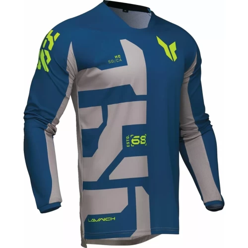 Tricou Enduro - Cross THOR LAUNCHMODE Forge · Albastru / Gri / Galben-Fluo 