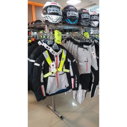 Pantaloni Moto din Textil REVIT SAND 4 H2O · Gri / Negru / Roșu  - 4