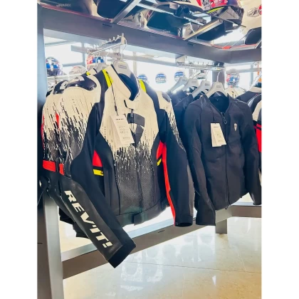 Geacă Moto din Piele REVIT QUANTUM 2 PRO AIR · Alb / Negru / Roșu  - 5