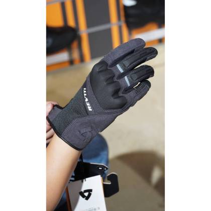 Mănuși Moto de Vară din Piele & Textil REVIT VOLCANO · Negru / Galben-Fluo  - 4