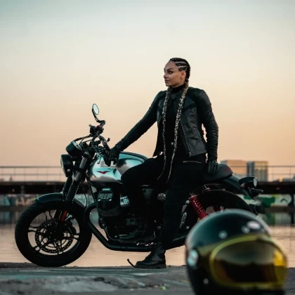 Geacă Moto Damă din Piele & Textil RICHA CATWALK · Negru / Gri  - 5