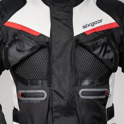 Geacă Moto din Textil SIXGEAR NOVUS · Negru / Alb / Albastru  - 4