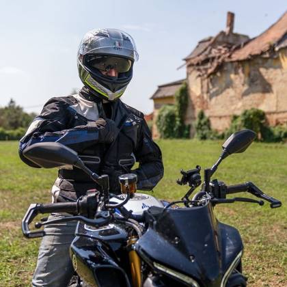 Geacă Moto din Textil SIXGEAR NOVUS · Negru / Alb / Albastru  - 2