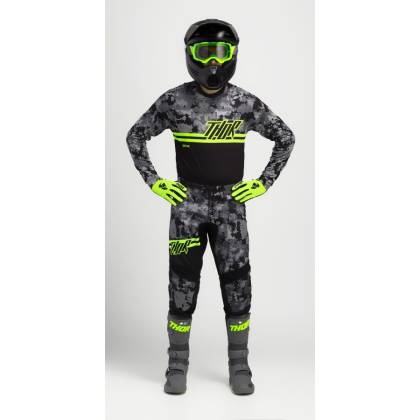 Pantaloni Enduro - Cross THOR YOUTH SECTOR DIGI CAMO · Negru / Gri / Verde-Fluo  - 3