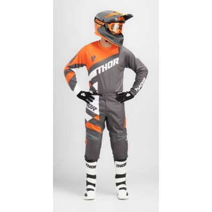 Pantaloni Enduro - Cross THOR YOUTH SECTOR CHECKER · Gri / Portocaliu  - 4