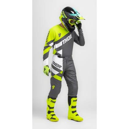 Pantaloni Enduro - Cross THOR YOUTH SECTOR CHECKER · Gri / Verde-fluo  - 3