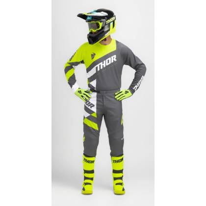 Pantaloni Enduro - Cross THOR YOUTH SECTOR CHECKER · Gri / Verde-fluo  - 4