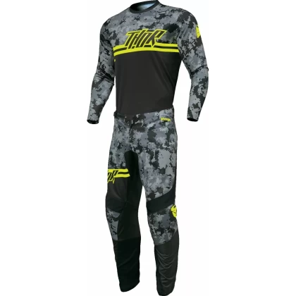 Tricou Enduro - Cross THOR YOUTH SECTOR DIGI CAMO · Negru / Gri / Verde-Fluo  - 1