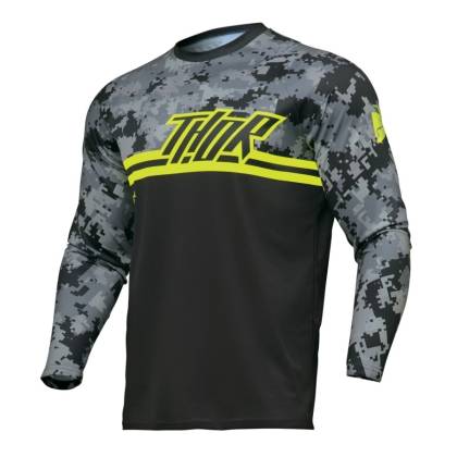 Tricou Enduro - Cross THOR YOUTH SECTOR DIGI CAMO · Negru / Gri / Verde-Fluo  - 0