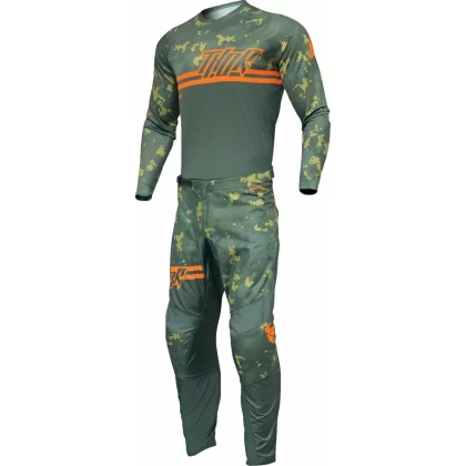 Tricou Enduro - Cross THOR YOUTH SECTOR DIGI CAMO · Verde / Portocaliu  - 1