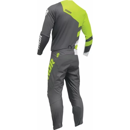 Tricou Enduro - Cross THOR YOUTH SECTOR CHECKER · Gri / Verde-Fluo  - 3