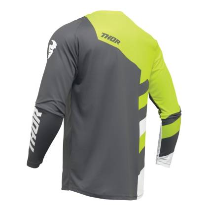 Tricou Enduro - Cross THOR YOUTH SECTOR CHECKER · Gri / Verde-Fluo  - 2