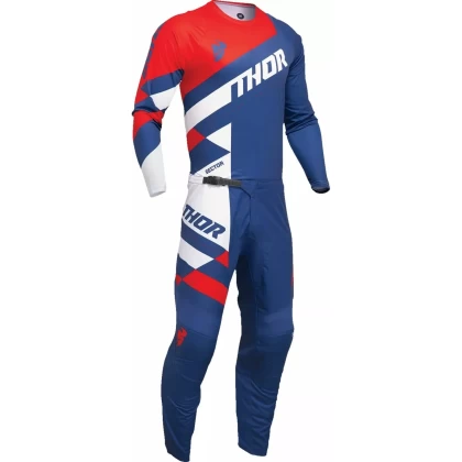 Tricou Enduro - Cross THOR YOUTH SECTOR CHECKER · Albastru / Roșu  - 1