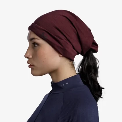 Bandană Tubulară Multifunctională BUFF ORIGINAL LIGHTWEIGHT MERINO WOOL SOLID GARNET · Vișiniu  - 2