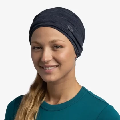 Bandană Tubulară Multifunctională BUFF ORIGINAL LIGHTWEIGHT MERINO WOOL SOLID NIGHT BLUE · Albastru  - 3