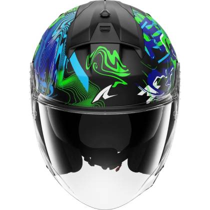 Cască Moto Open Face SHARK SKWAL JET PRANZ · Negru / Verde / Albastru Mat  - 2