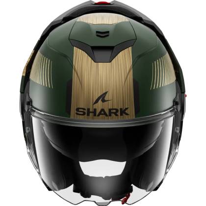 Cască Moto Modulară SHARK OXO SIKTER Crom · Verde Mat / Auriu  - 3