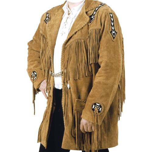 Geacă Cowboy din Piele WILD WEST J12410 · Maro 