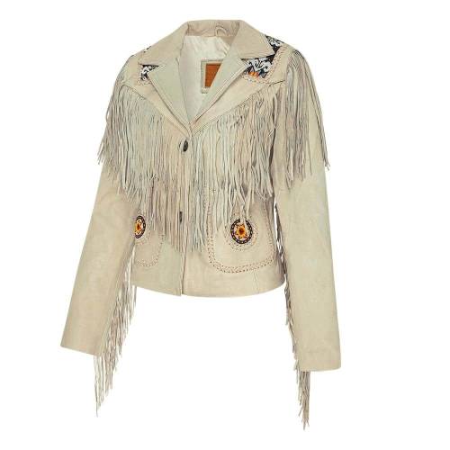 Geacă Cowboy Damă din Piele WILD WEST Kiana · Bej 