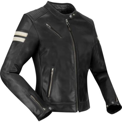 Geacă Moto Damă din Piele SEGURA LADY ROMEO · Negru / Alb 