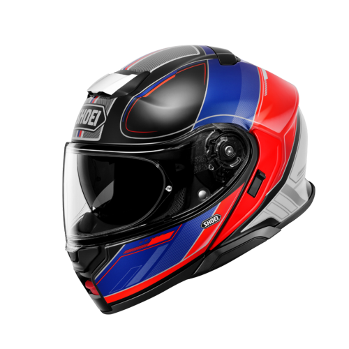 Cască Moto Flip-Up SHOEI NEOTEC 3 SHARPEN TC-10 · Negru / Roșu / Albastru / Alb 