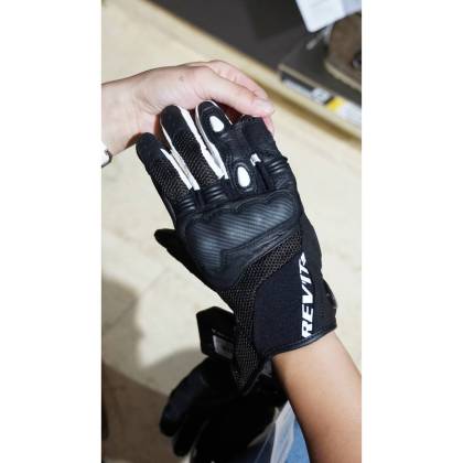 Mănuși Moto din Piele Naturală & Textil REVIT Blaze · Alb / Roșu  - 4