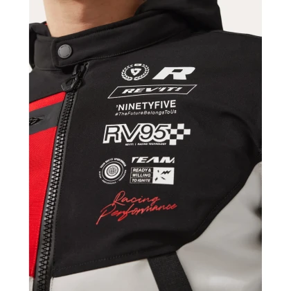 Geacă Moto din Textil REVIT Haste H2O · Alb / Negru / Roșu  - 4