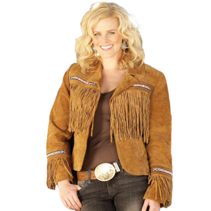 Geacă Cowboy Damă din Piele WILD WEST Kayla · Maro  - 0