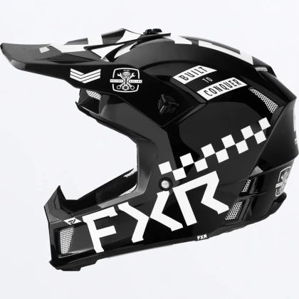 Cască Enduro - Cross - Snowmobil FXR RACING CLUTCH Gladiator · Negru / Alb  - 1