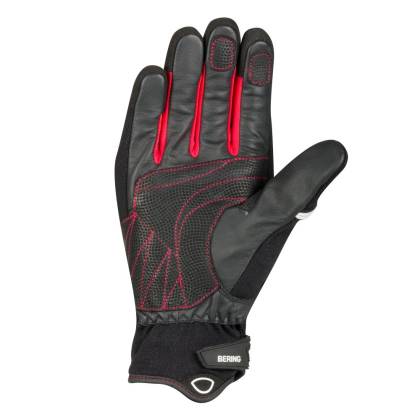Mănuși Moto din Piele & Textil BERING RAID · Negru / Alb / Roșu  - 1