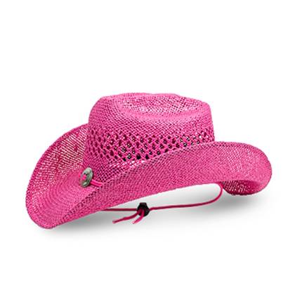 Pălărie Cowboy din Paie WILD WEST Flor Sombrero Fuchsia 