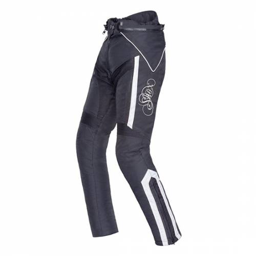 Pantaloni Moto Damă din Textil SHOX TIANA · Alb / Negru 