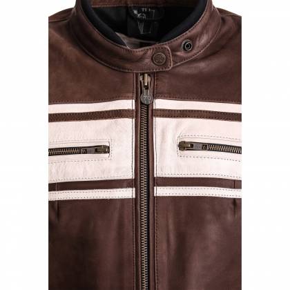 Geacă Moto Damă din Piele SEGURA LADY JONES · Maro / Alb  - 4