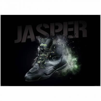 Ghete Moto din Piele & Textil BERING JASPER · Negru / Verde Fluo  - 5