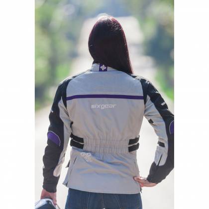 Geacă Moto Damă din Textil SIXGEAR LUNA · Gri / Mov  - 12