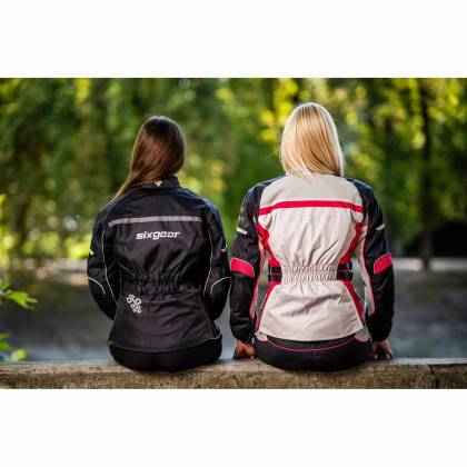 Pantaloni Moto Damă din Textil SIXGEAR LUNA · Negru / Alb  - 5