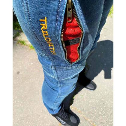 Blugi Moto Damă cu Kevlar TRILOBITE PARADO LADY · Albastru  - 13