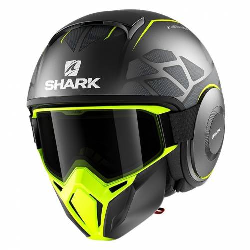 Cască Moto Open Face SHARK STREET DRAK HUROK · Negru / Gri / Verde Fluo 