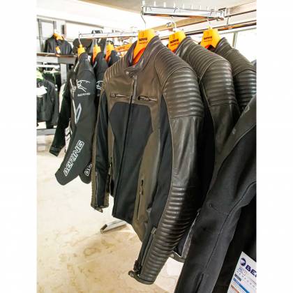 Geacă Moto din Piele & Textil BERING REX · Negru / Maro  - 8