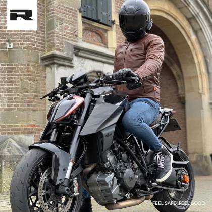 Geacă Moto din Piele RICHA DAYTONA 2 · Maro închis  - 6