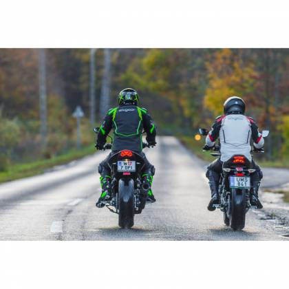 Geacă Moto din Piele & Textil SIXGEAR BLAZE · Negru / Verde-Fluo  - 4